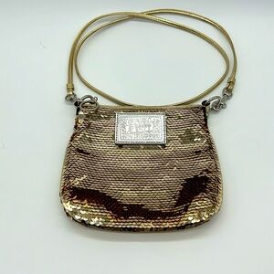 Coach Poppy gold sequin crossbody bag